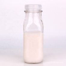 Factory 360ml 12oz clear square beverage milk tea glass bottles with lid